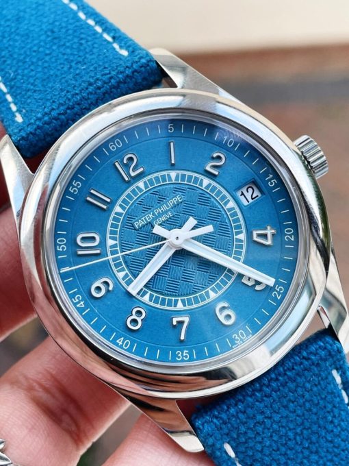 Replica PATEK PHILIPPE Calatrava 6007A-001 SS ZF 1:1 Best Edition Blue Dial on Blue Leather Strap A324CS - Image 6