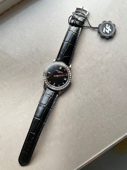Replica PATEK PHILIPPE Calatrava ZF 5298p Date Sweep Seconds in Diamond Bezel Black Dial ZF factory - Image 2