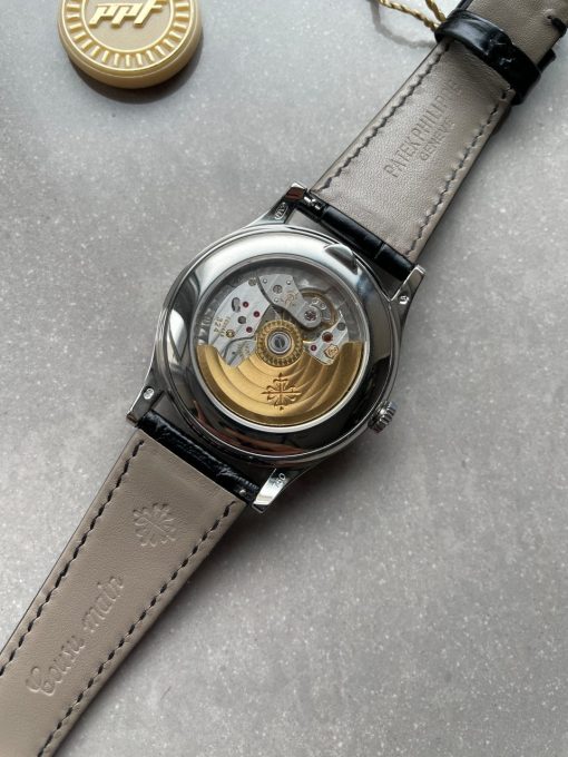 Replica PATEK PHILIPPE Annual Calendar Moonphase 5396 SS ZF 1:1 Best Edition White/Blue Dial on Black Leather Strap A324 - Image 14