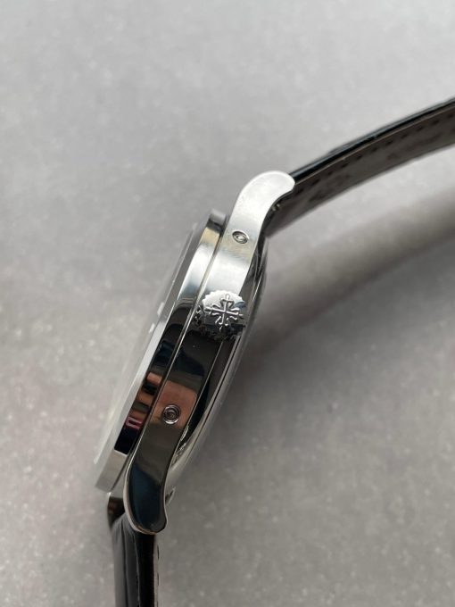 Replica PATEK PHILIPPE Annual Calendar Moonphase 5396 SS ZF 1:1 Best Edition White/Blue Dial on Black Leather Strap A324 - Image 9