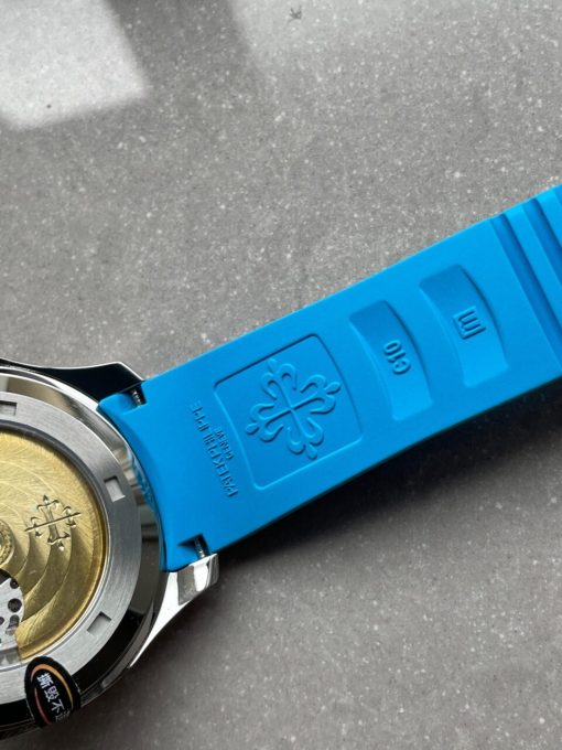 Replica PATEK PHILIPPE Aquanaut 5168G 42mm SS 3KF 1:1 Best Edition Black Dial on Light Blue Rubber Strap A324 V2 - Image 9
