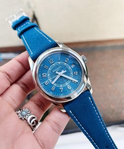 Replica PATEK PHILIPPE Calatrava 6007A-001 SS ZF 1:1 Best Edition Blue Dial on Blue Leather Strap A324CS