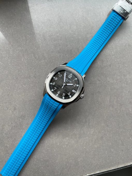 Replica PATEK PHILIPPE Aquanaut 5168G 42mm SS 3KF 1:1 Best Edition Black Dial on Light Blue Rubber Strap A324 V2 - Image 5