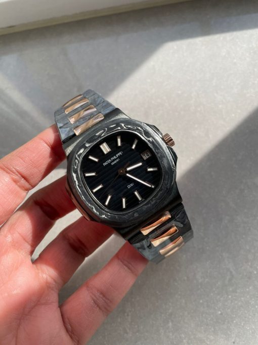 Replica PATEK PHILIPPE Nautilus 5711 DIW Carbon DIWF 1:1 Best Edition Black Textured Dial on Carbon/RG Bracelet 324CS - Image 13