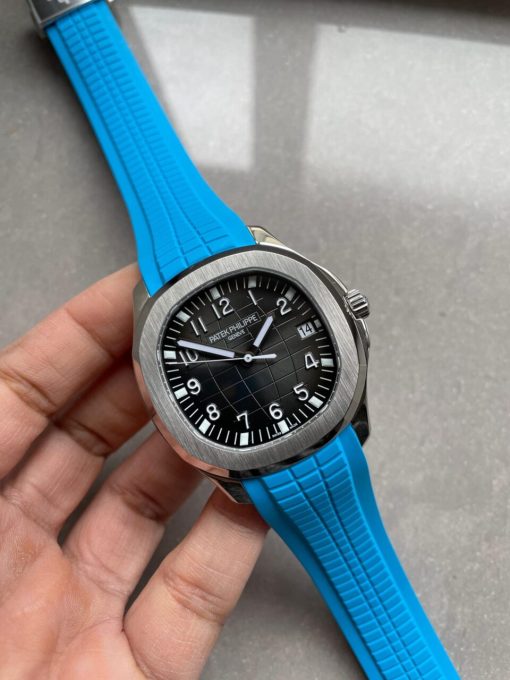 Replica PATEK PHILIPPE Aquanaut 5168G 42mm SS 3KF 1:1 Best Edition Black Dial on Light Blue Rubber Strap A324 V2 - Image 3