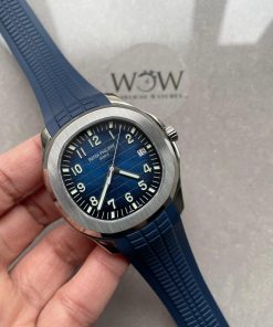 Replica PATEK PHILIPPE Aquanaut 5168G 42mm SS ZF 1:1 Best Edition Blue Dial on Blue Rubber Strap 324CS