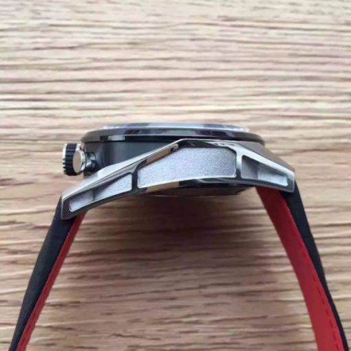 Replica Tag Heuer Carrera 1887 Chrono V6F Gray/Silver Dial Black Leather Strap CAL1887 - Image 4
