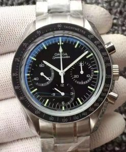 Replica Omega Speedmaster MoonWatch NASA SS Black Dial SS Bracelet Manual Winding