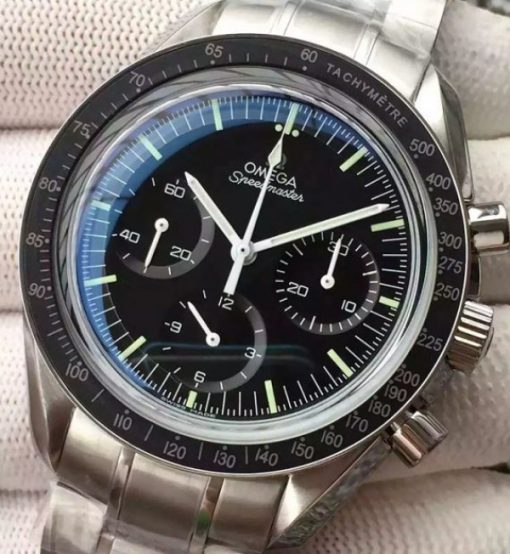 Replica Omega Speedmaster MoonWatch NASA SS Black Dial SS Bracelet Manual Winding - Image 3