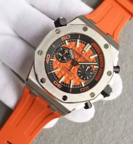 Replica Audemars Piguet JF Royal Oak Offshore Diver Chronograph Orange Rubber Strap A3126 - Image 2