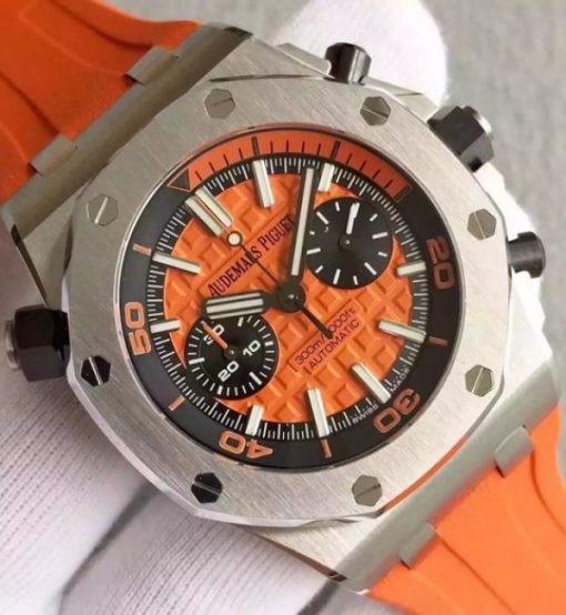 Replica Audemars Piguet JF Royal Oak Offshore Diver Chronograph Orange Rubber Strap A3126 - Image 3