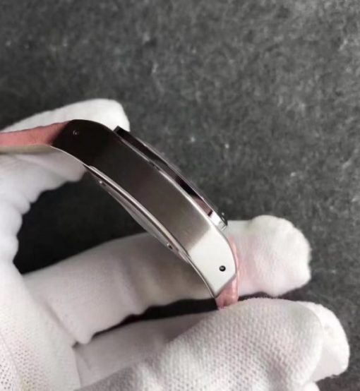 Replica Cartier Santos 100 33mm SS White Dial Pink Leather Strap SEIKO NH05A - Image 4