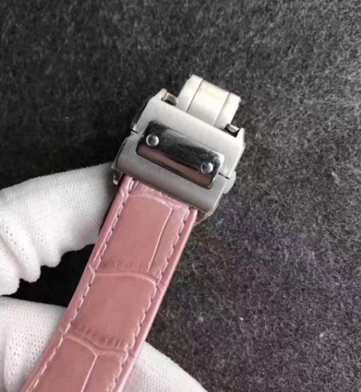 Replica Cartier Santos 100 33mm SS White Dial Pink Leather Strap SEIKO NH05A - Image 7