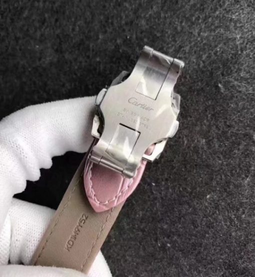 Replica Cartier Santos 100 33mm SS White Dial Pink Leather Strap SEIKO NH05A - Image 8