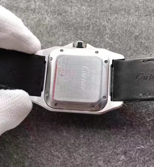 Replica Cartier Santos 100 33mm SS White Dial Black Leather Strap SEIKO NH05A - Image 6