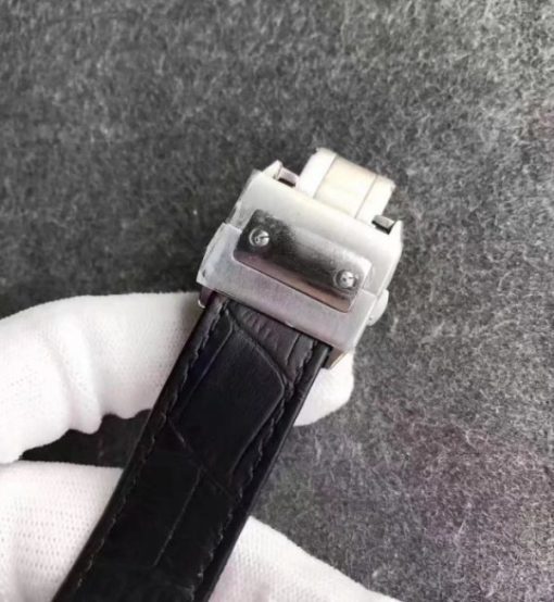 Replica Cartier Santos 100 33mm SS White Dial Black Leather Strap SEIKO NH05A - Image 7