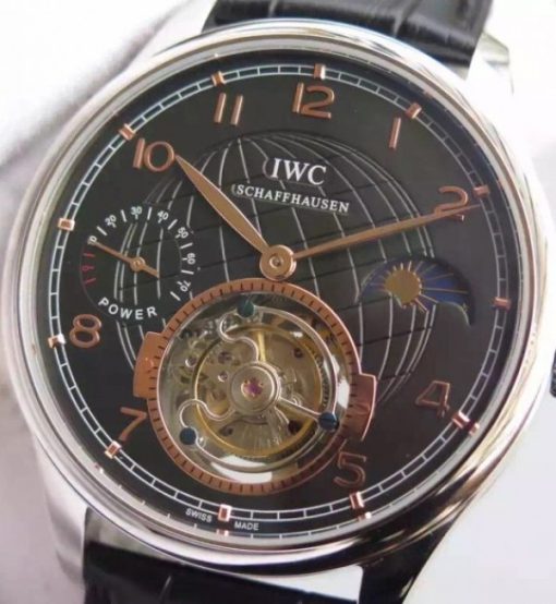 Replica IWC TF Portuguese Tourbillon Moonphase Leather Strap - Image 2
