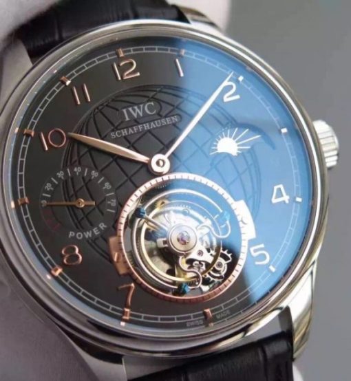 Replica IWC TF Portuguese Tourbillon Moonphase Leather Strap - Image 4