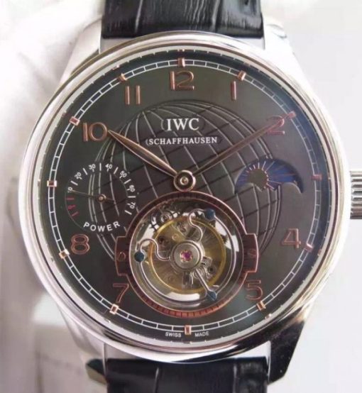 Replica IWC TF Portuguese Tourbillon Moonphase Leather Strap
