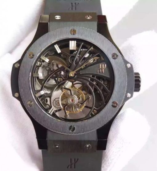 Replica Hublot Big Bang Ceramic Bezel Skeleton Tourbillon