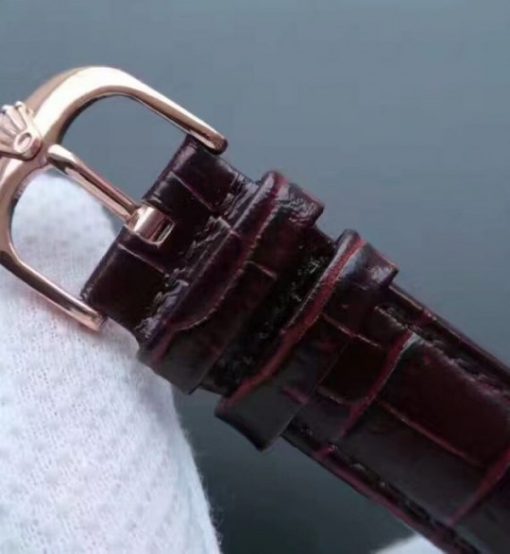 Replica Rolex MK Cellini Time 50505 Black Dial RG Leather Strap A3165 - Image 4