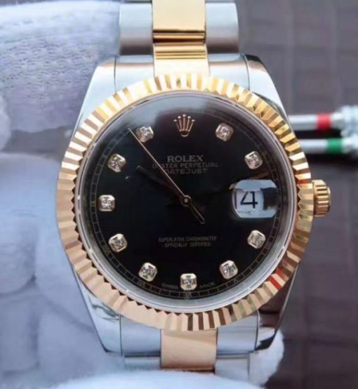 Replica Rolex Noob DateJust 126333 YG Wrapped Black Dial