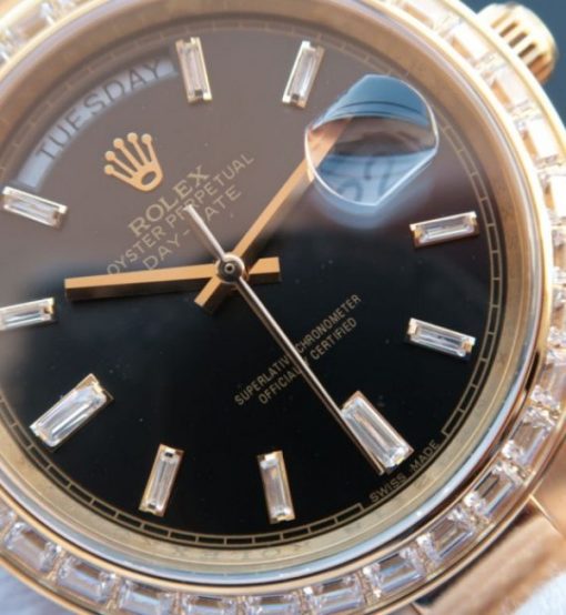 Replica Rolex Noob Day-Date 218399 YG Black Dial Bracelet A3255 - Image 8