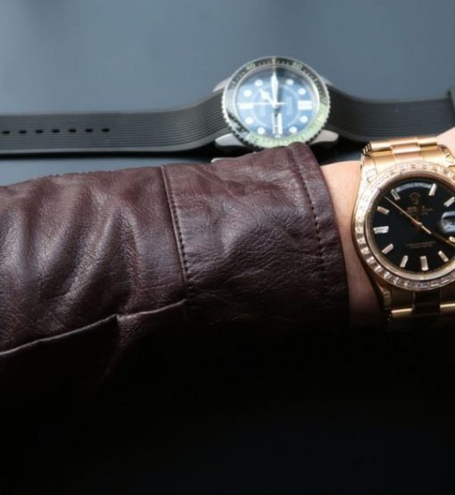 Replica Rolex Noob Day-Date 218399 YG Black Dial Bracelet A3255 - Image 2