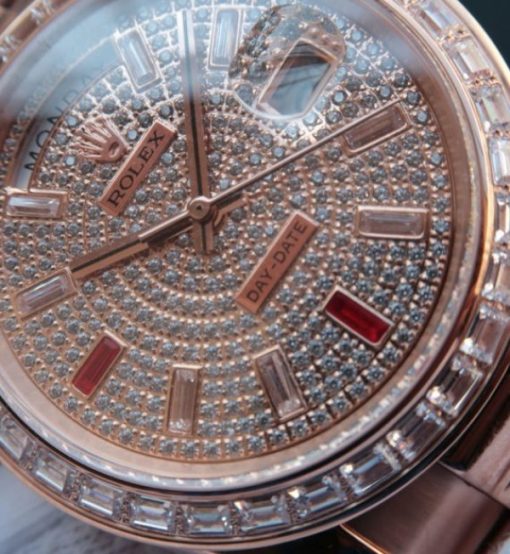 Replica Rolex Noob Day-Date 218399 RG Full Diamonds A3255 - Image 7