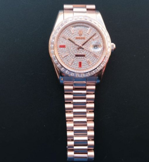 Replica Rolex Noob Day-Date 218399 RG Full Diamonds A3255 - Image 2