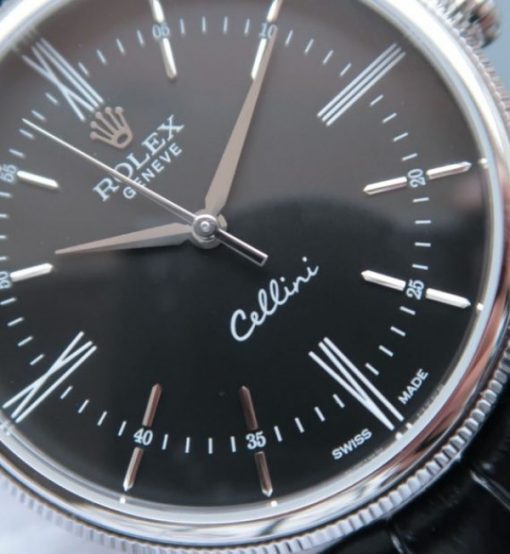 Replica Rolex MK Cellini Time 50509 Black Dial Leather Strap A3165 - Image 8