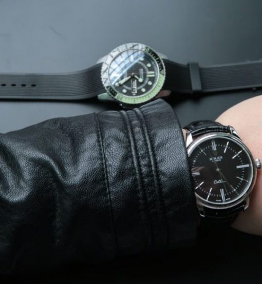 Replica Rolex MK Cellini Time 50509 Black Dial Leather Strap A3165 - Image 2