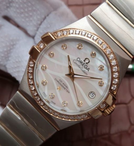 Replica Omega V6 Constellation 123.20.35 Diamonds Bezel White Dial - Image 8