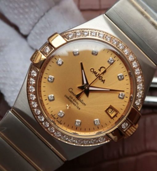 Replica Omega V6 Constellation 123.20.35 Diamonds Bezel YG Dial - Image 7