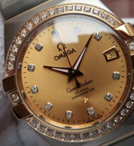 Replica Omega V6 Constellation 123.20.35 Diamonds Bezel YG Dial - Image 6