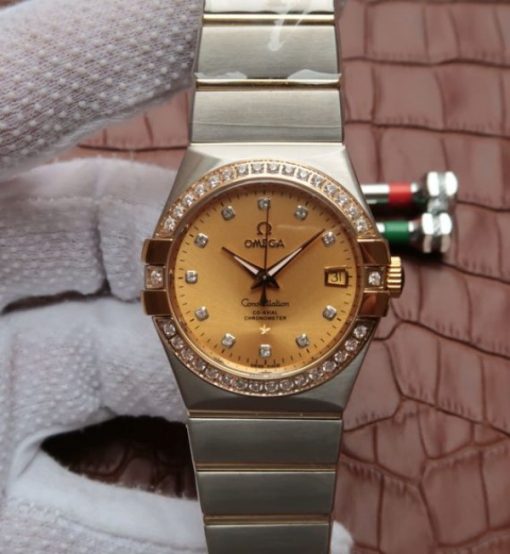 Replica Omega V6 Constellation 123.20.35 Diamonds Bezel YG Dial