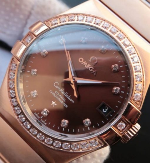 Replica Omega V6 Constellation 123.20.35 RG Case Brown Dial - Image 11