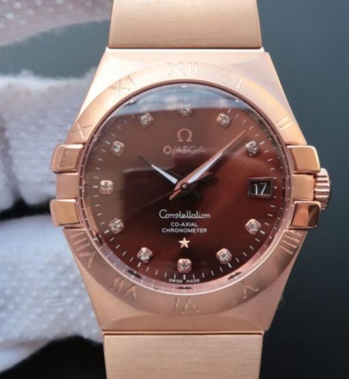 Replica Omega V6 Constellation 123.20.35 RG Case Brown Dial - Image 9