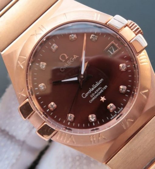Replica Omega V6 Constellation 123.20.35 RG Case Brown Dial - Image 8