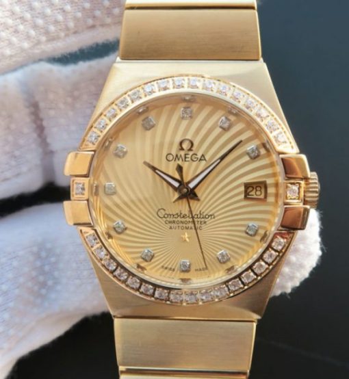 Replica Omega V6 Constellation 123.20.35 YG Case Yellow Dial