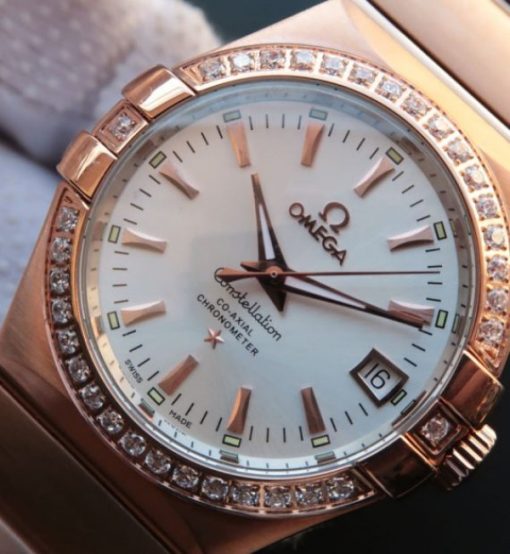 Replica Omega V6 Constellation 123.20.35 RG Case White Dial - Image 3