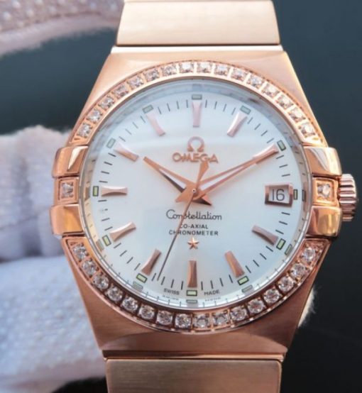 Replica Omega V6 Constellation 123.20.35 RG Case White Dial