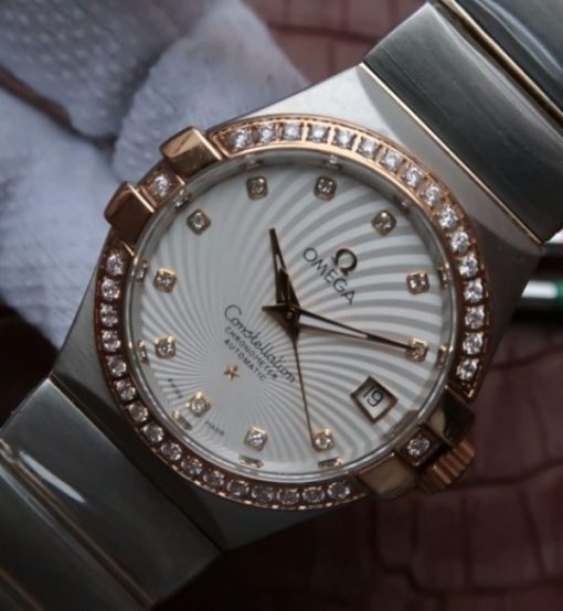 Replica Omega V6 Constellation 123.20.35 SS White Textured Dial - Image 3