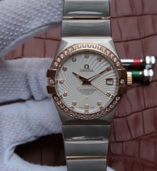 Replica Omega V6 Constellation 123.20.35 SS White Textured Dial
