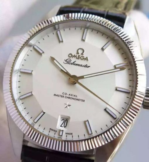 Replica Omega V6 Globemaster Master White Dial Leather Strap A8900 - Image 2