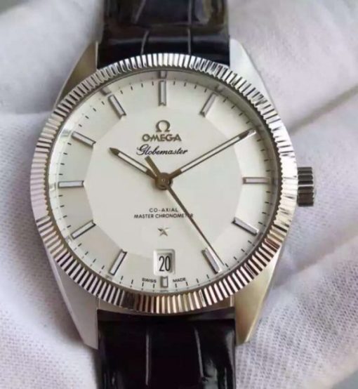 Replica Omega V6 Globemaster Master White Dial Leather Strap A8900