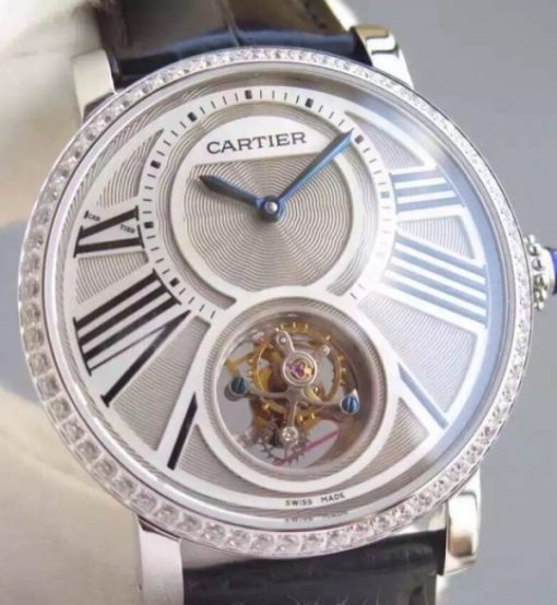 Replica Cartier Rotonde De Cartier Tourbillon SS Diamonds Bezel - Image 2