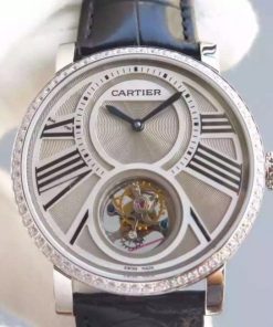 Replica Cartier Rotonde De Cartier Tourbillon SS Diamonds Bezel