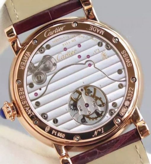 Replica Cartier Rotonde De Cartier Tourbillon RG Leather Strap - Image 5