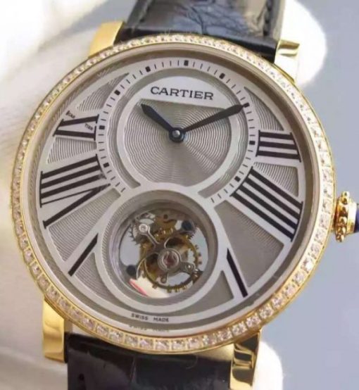 Replica Cartier Rotonde De Cartier Tourbillon YG Diamonds Bezel - Image 2
